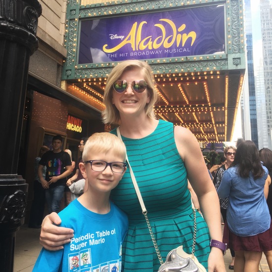 Julie in front of the Cadillac theatre